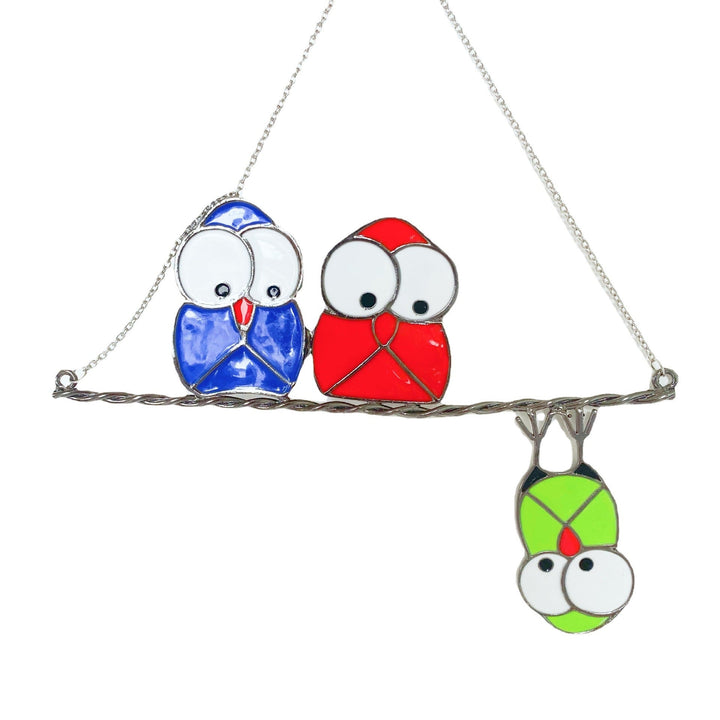 Owl Stained Glass Ornament for Whimsical Window Decor