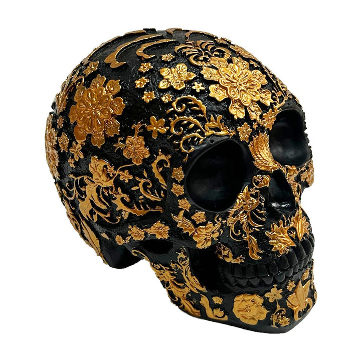 Floral Skull Ornament for Dramatic Gothic Home Decor