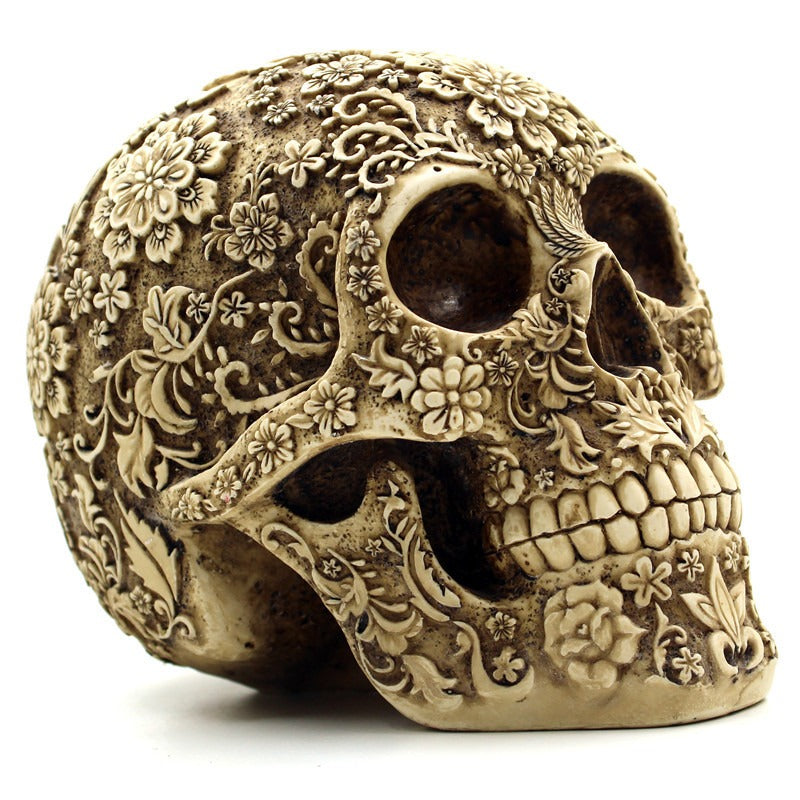 Floral Skull Ornament for Dramatic Gothic Home Decor