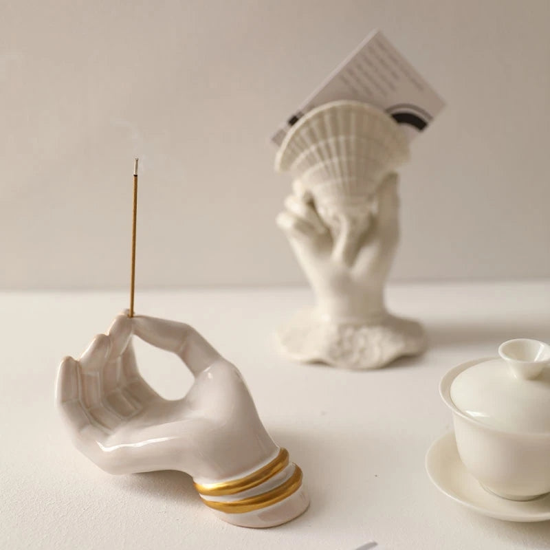 Ceramic Palm Incense Holder & Jewelry Dish