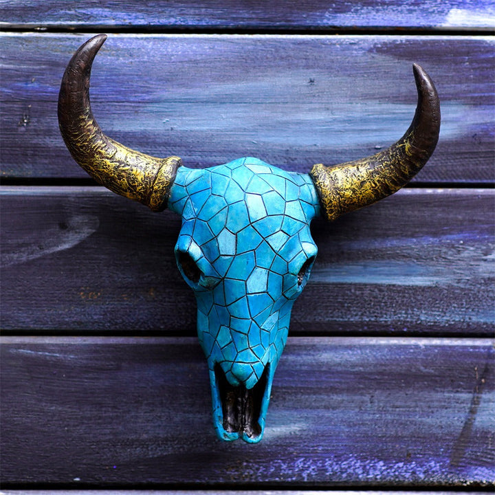 Turquoise Ox Skull Wall Decor for Western Style