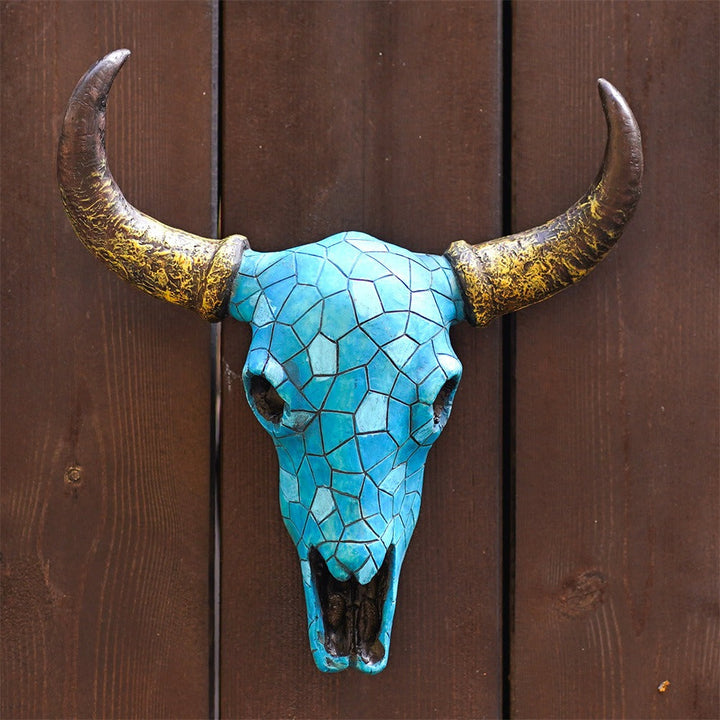 Turquoise Ox Skull Wall Decor for Western Style