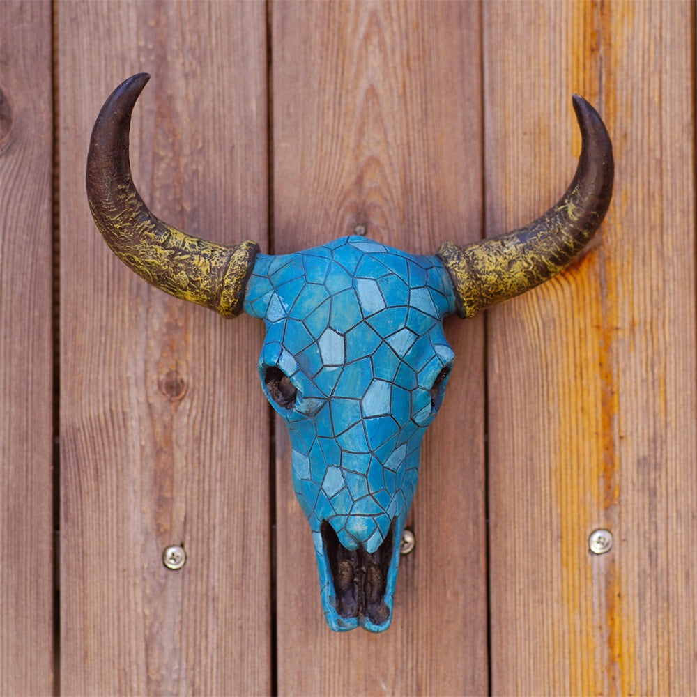 Turquoise Ox Skull Wall Decor for Western Style