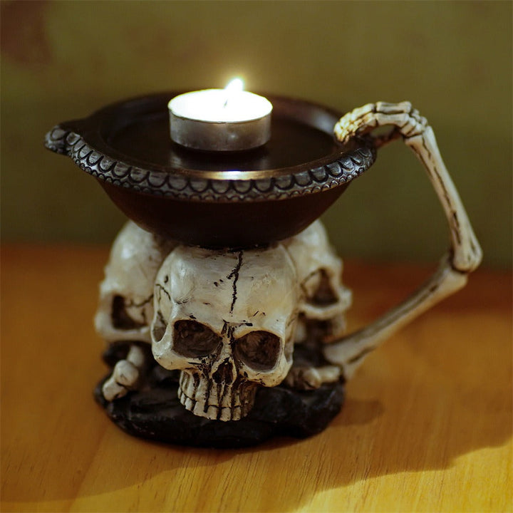 Three Skull Gothic Candle Holder | Tealight Centerpiece