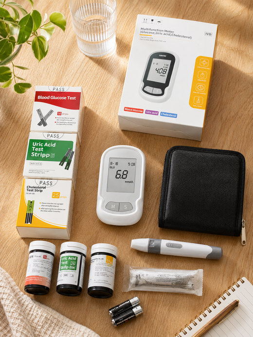 3-in-1 Cholesterol & Blood Glucose Monitor | Home Test Kit