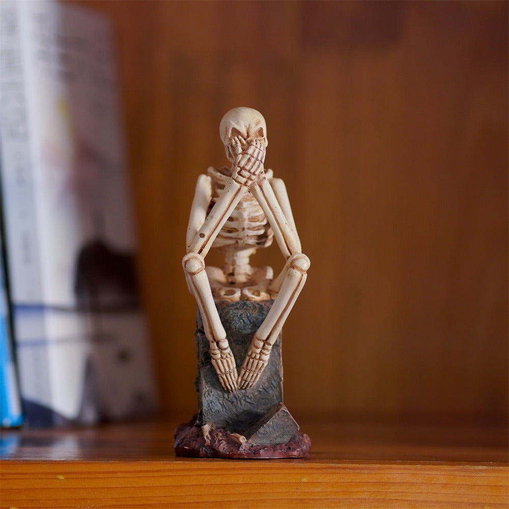 Skeleton Tombstone Ornament Trio for Dark Gothic Decor