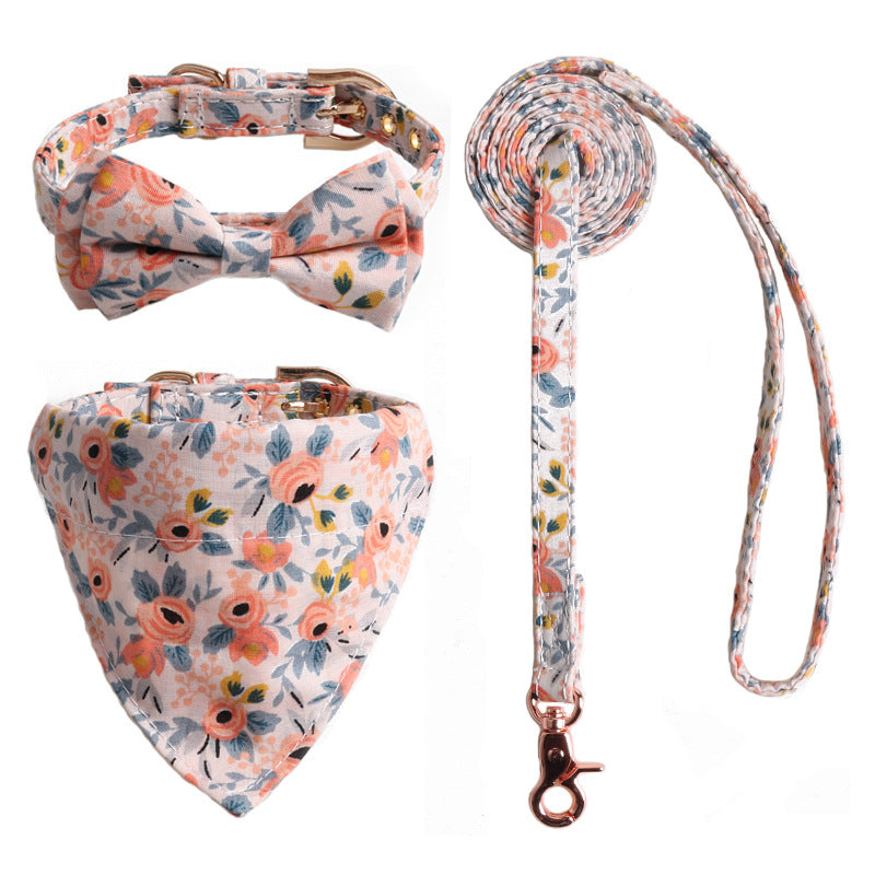 Dog Bow Tie Collar Set With Matching Leash & Bandana