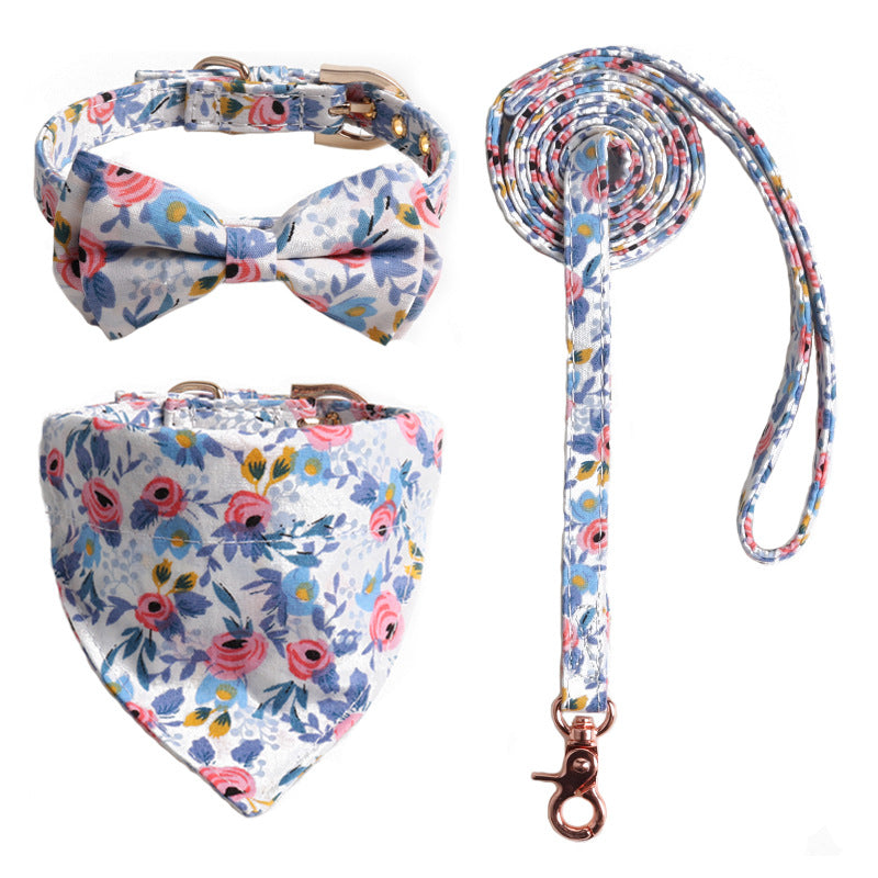 Dog Bow Tie Collar Set With Matching Leash & Bandana