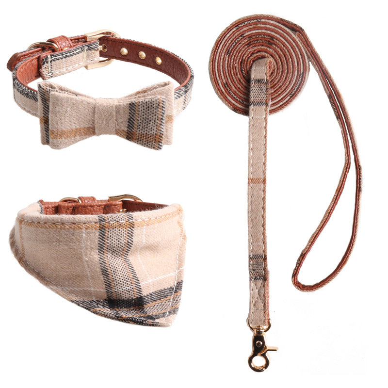 Dog Bow Tie Collar Set With Matching Leash & Bandana