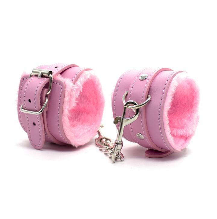 Adjustable Faux-Fur Wrist Cuffs for Consensual Bondage