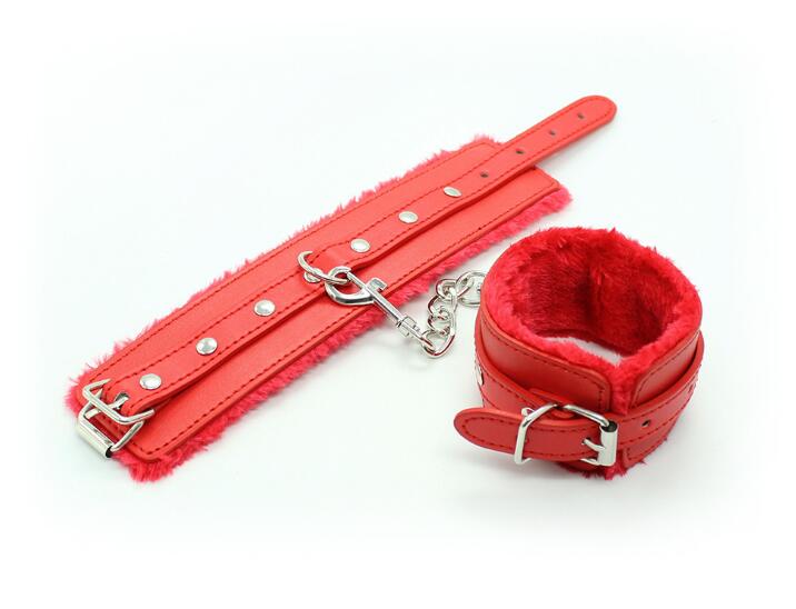 Adjustable Faux-Fur Wrist Cuffs for Consensual Bondage