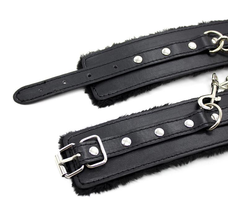 Adjustable Faux-Fur Wrist Cuffs for Consensual Bondage