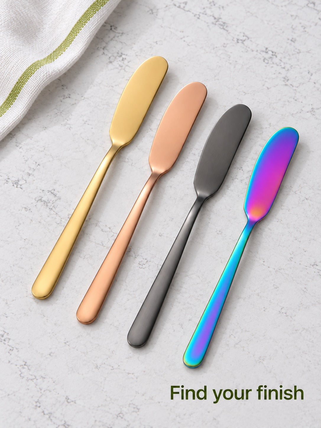 Titanium-Finish Stainless Butter Knife for Even Spreading