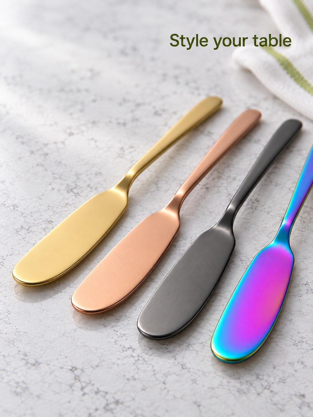 Titanium-Finish Stainless Butter Knife for Even Spreading