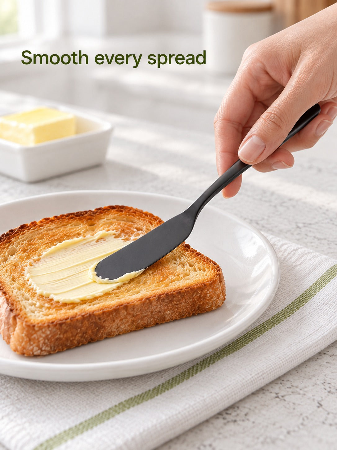 Titanium-Finish Stainless Butter Knife for Even Spreading
