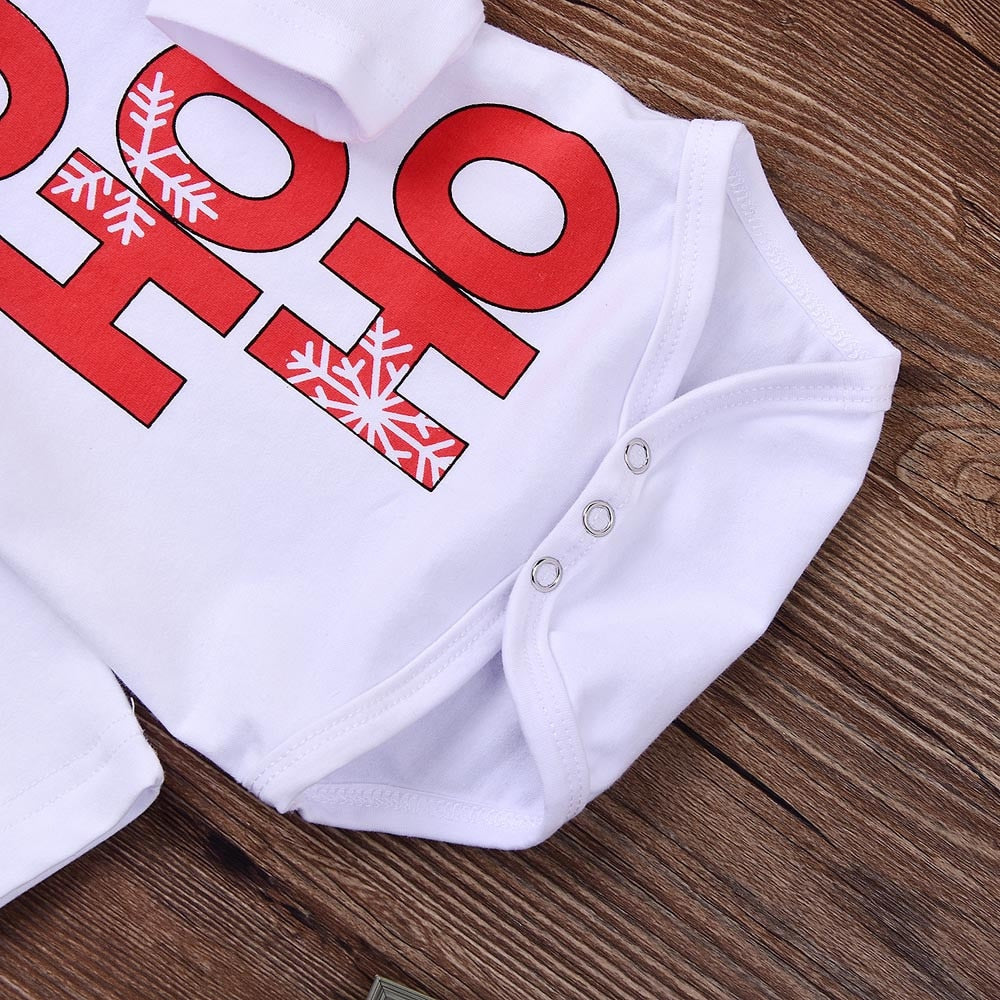 Christmas Baby Outfit Set with Matching Santa Hat