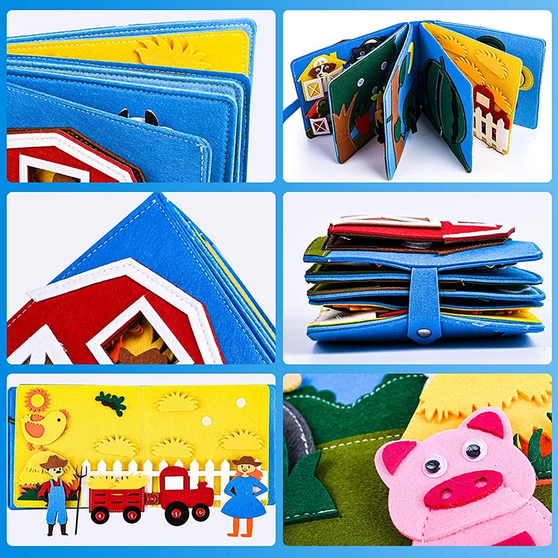 Montessori Farm Busy Board Quiet Book for Toddlers