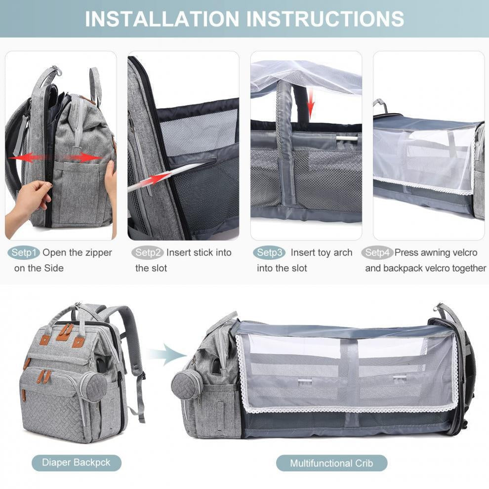 Diaper Backpack Crib for Organized Baby Travel Care