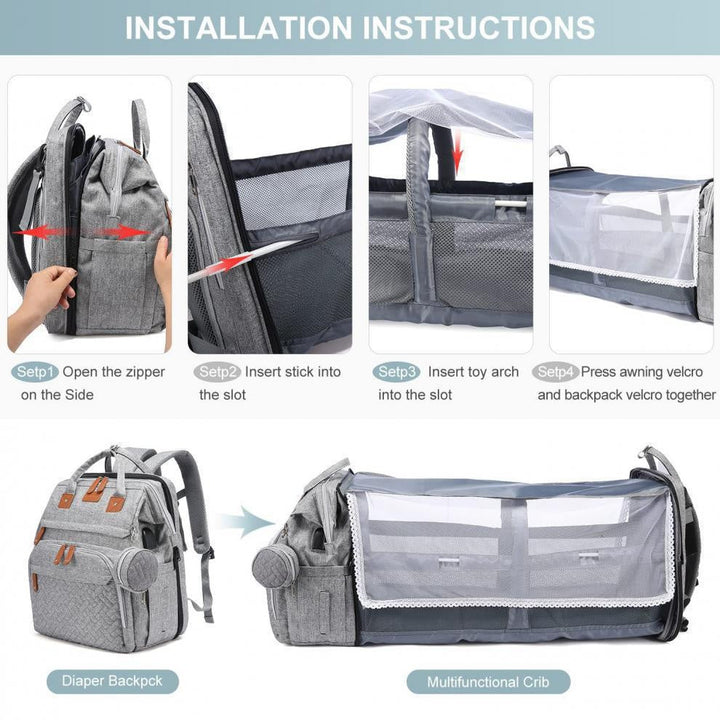 Diaper Backpack Crib for Organized Baby Travel Care