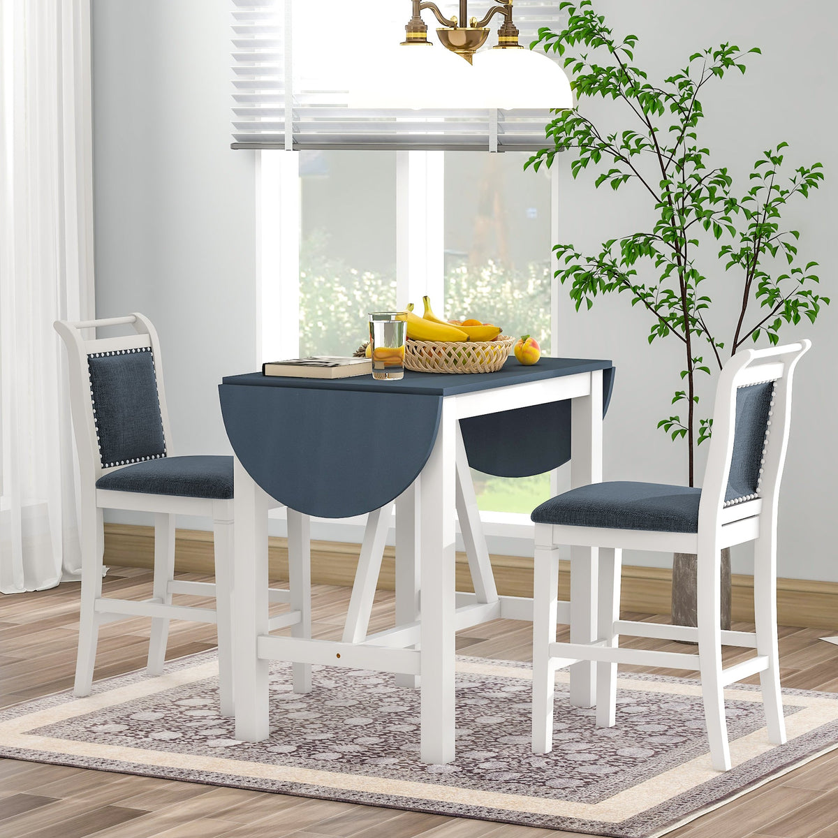 Counter Height Drop Leaf Dining Table Set for Small Spaces