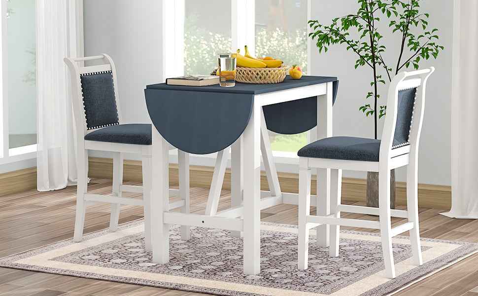 Counter Height Drop Leaf Dining Table Set for Small Spaces