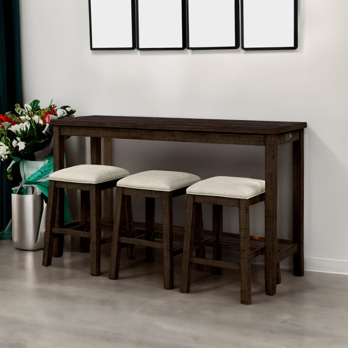 Counter Height Dining Set with Built-In Charging Outlets
