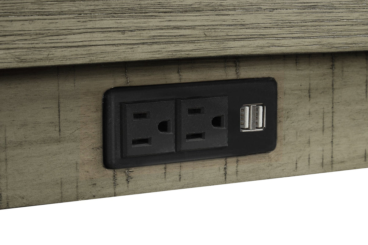 Counter Height Table Set with Power Outlet, Rustic Gray