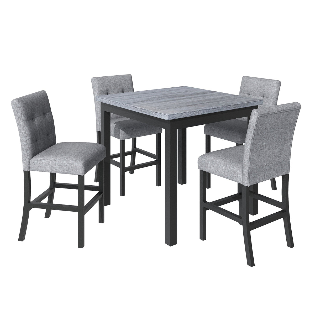 5-Piece Counter-Height Dining Set with Tufted Chairs