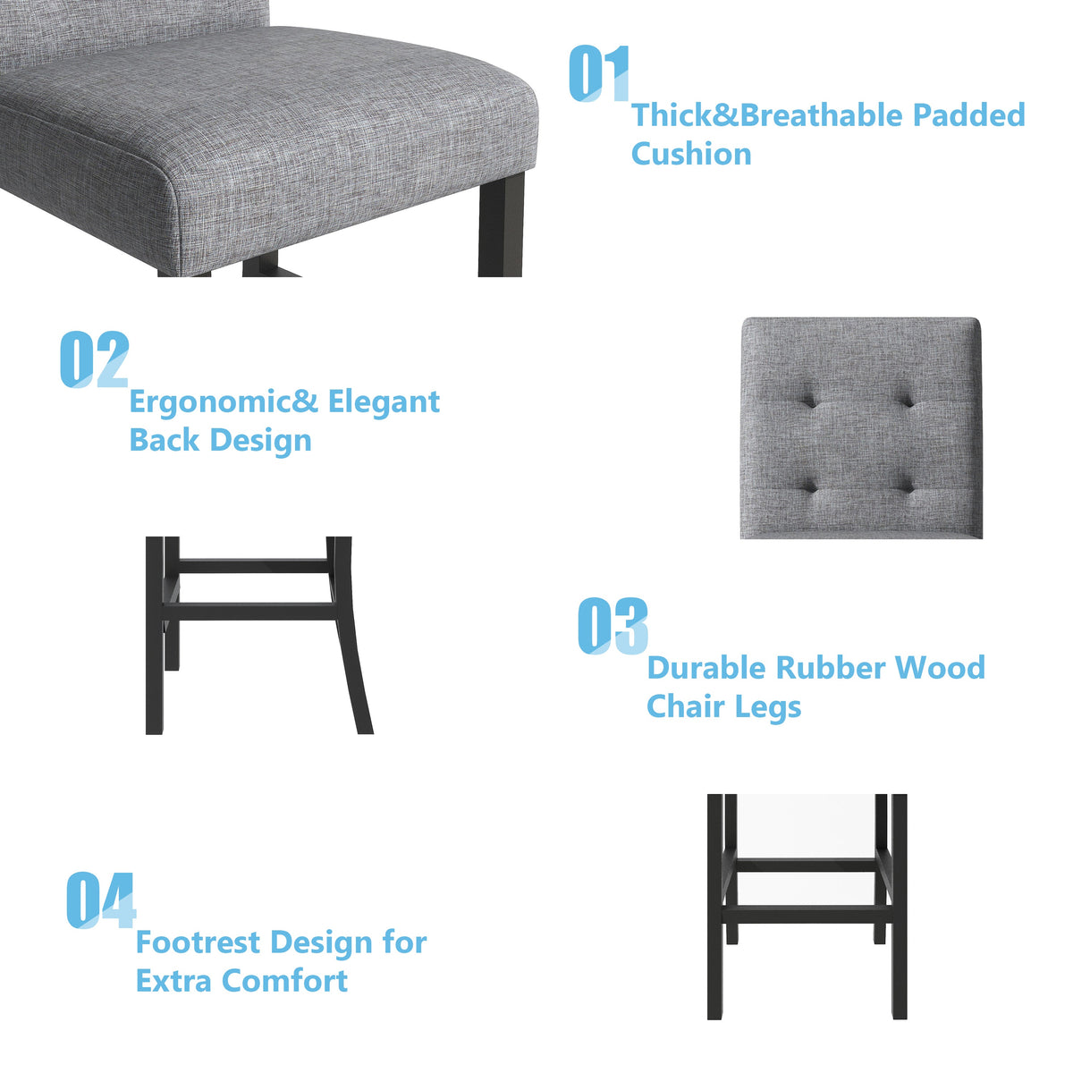 5-Piece Counter-Height Dining Set with Tufted Chairs