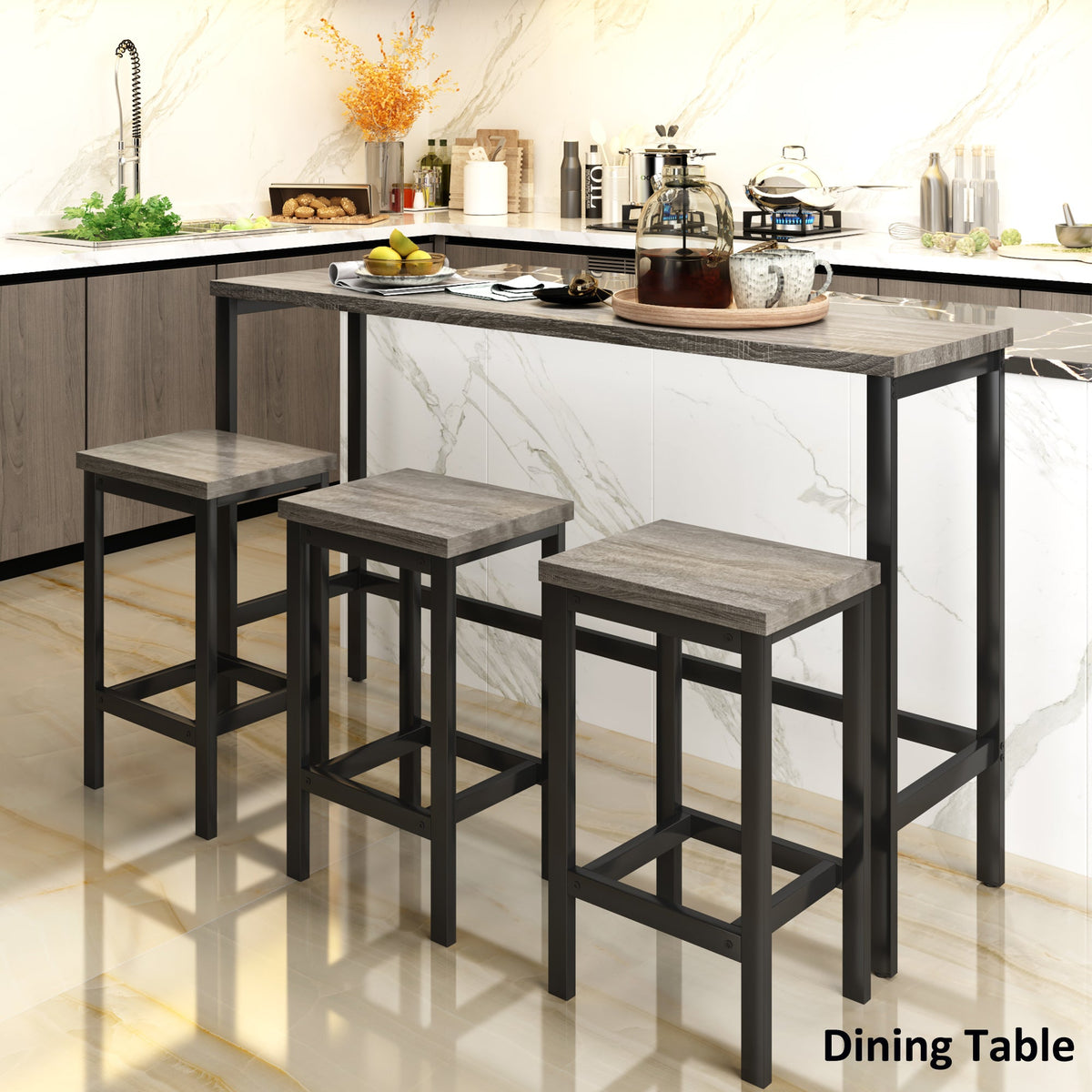 Counter Height Dining Set with 3 Stools for Small Spaces