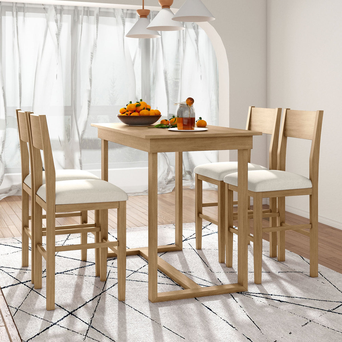Farmhouse Counter Height Dining Set for Small Kitchens