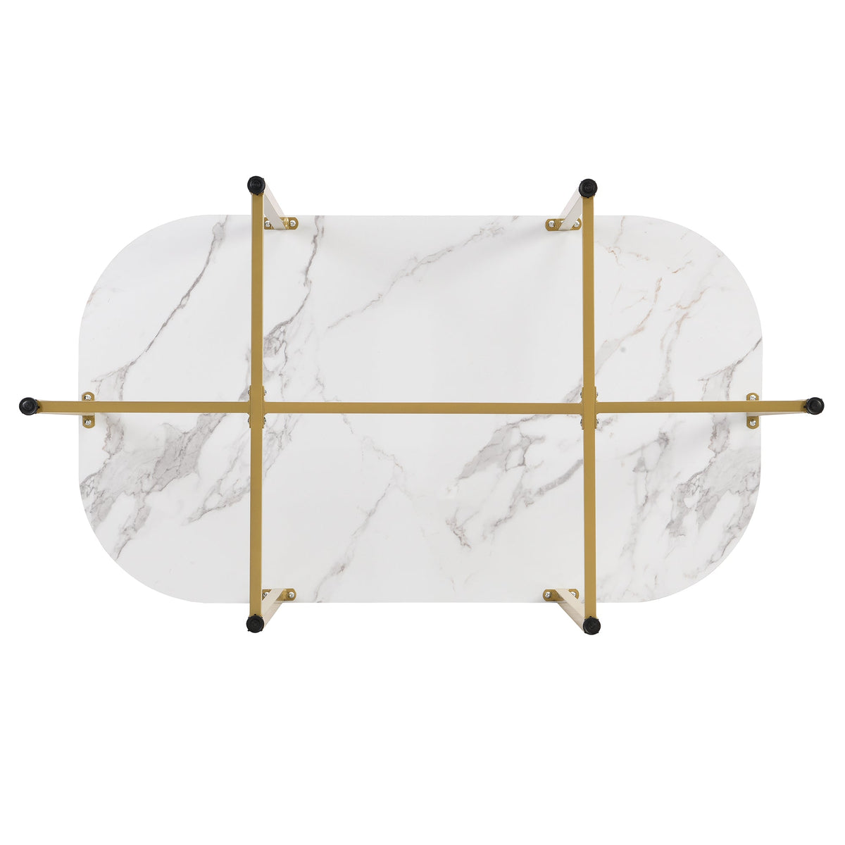 Faux Marble 7-Piece Dining Set for 6 with Gold Frame