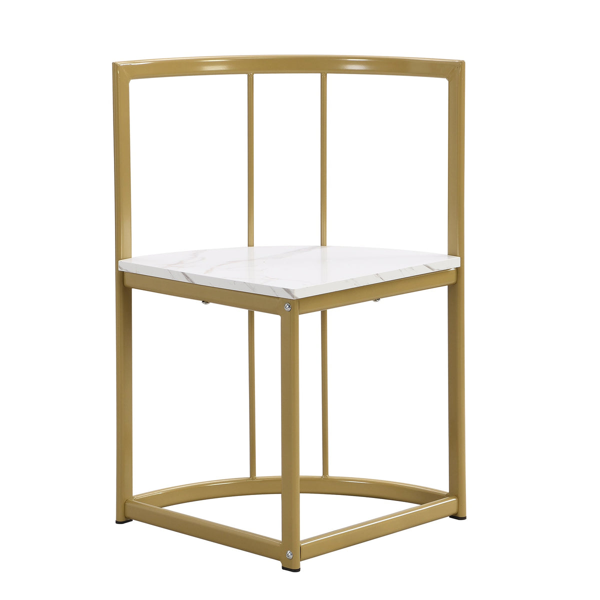 Faux Marble 7-Piece Dining Set for 6 with Gold Frame