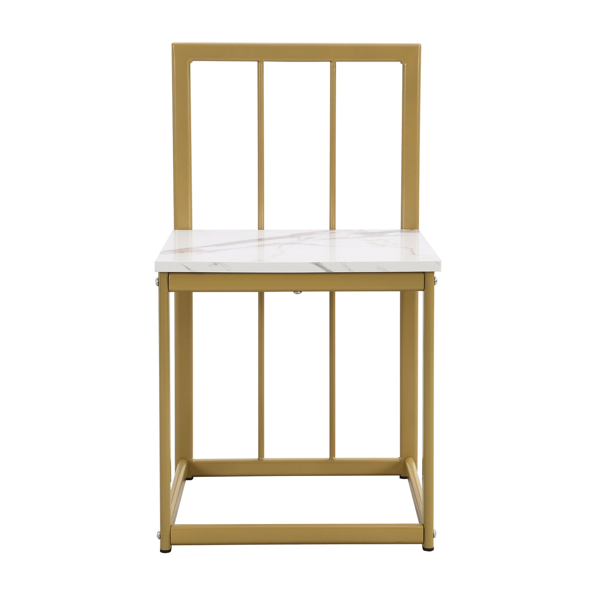 Faux Marble 7-Piece Dining Set for 6 with Gold Frame