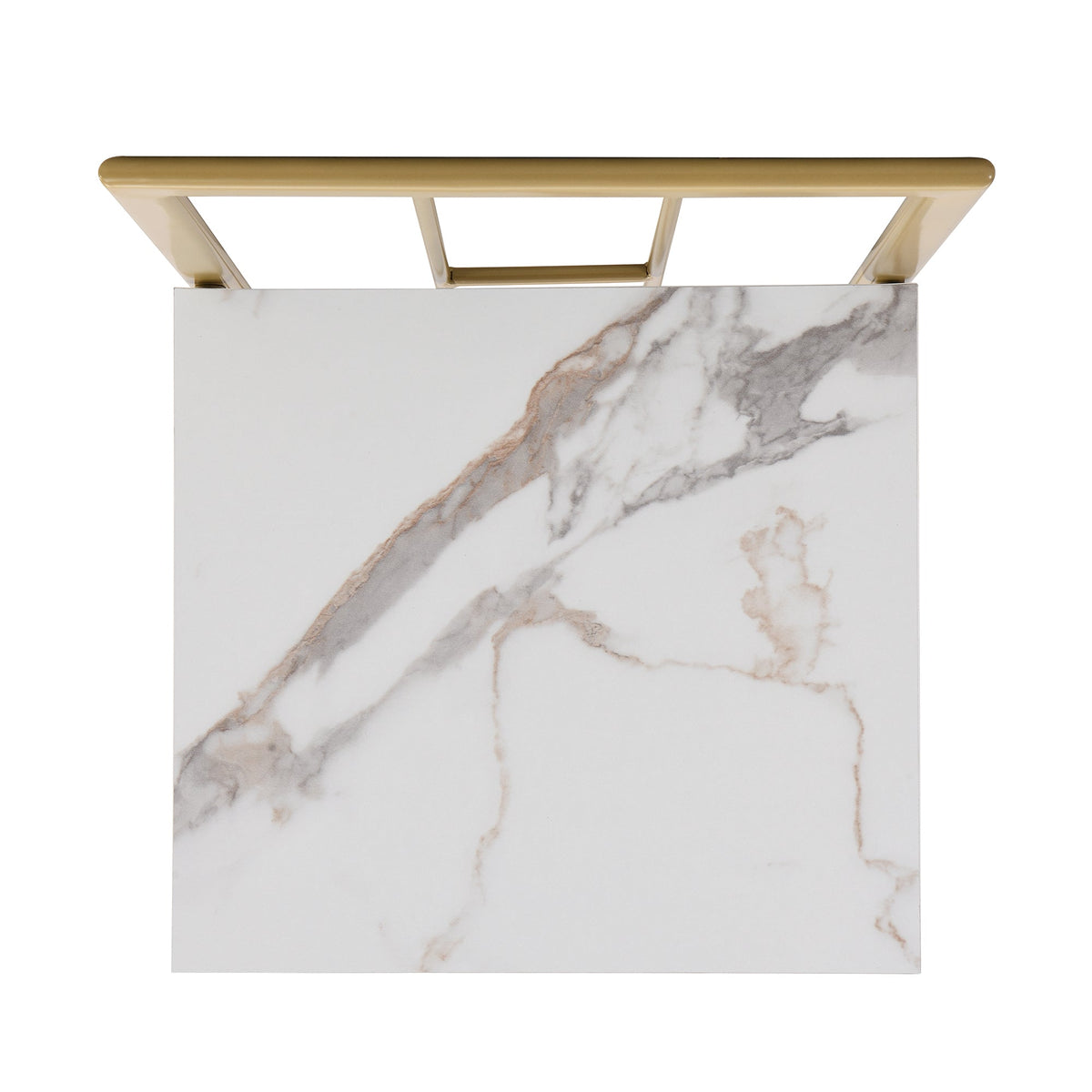 Faux Marble 7-Piece Dining Set for 6 with Gold Frame