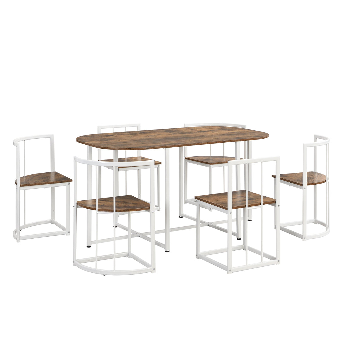 Compact 7-Piece Dining Table Set for 6 Small Spaces