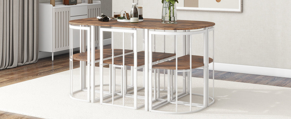 Compact 7-Piece Dining Table Set for 6 Small Spaces