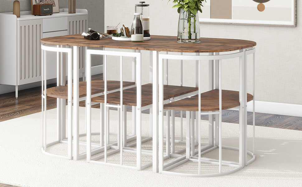 Compact 7-Piece Dining Table Set for 6 Small Spaces