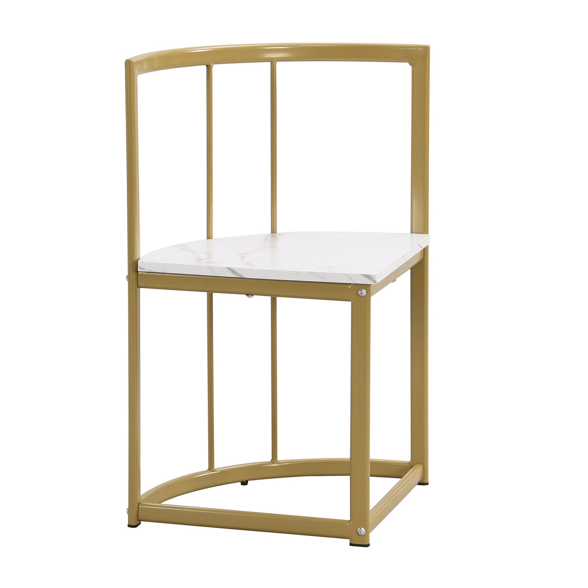 Faux Marble 7-Piece Dining Set for 6 with Gold Frame