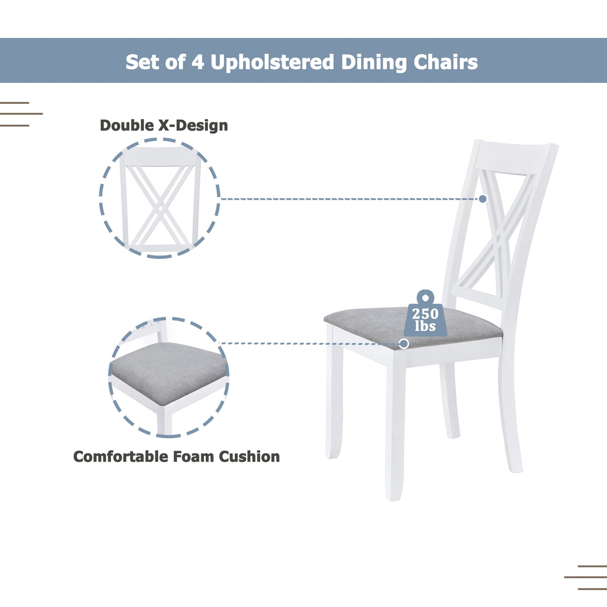 5-Piece Farmhouse Dining Table Set for Small Spaces