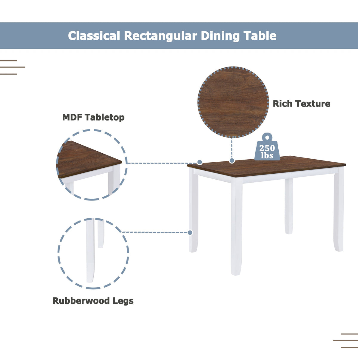 5-Piece Farmhouse Dining Table Set for Small Spaces