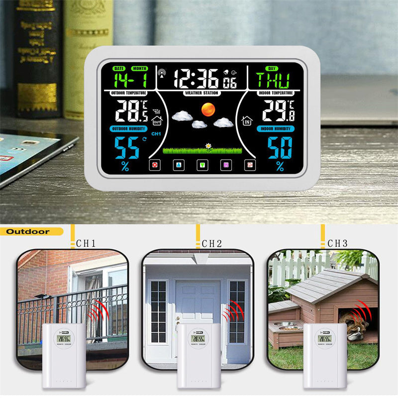 Wireless Weather Station Clock With Vivid Color Screen