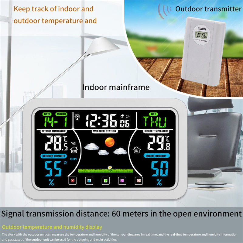Wireless Weather Station Clock With Vivid Color Screen