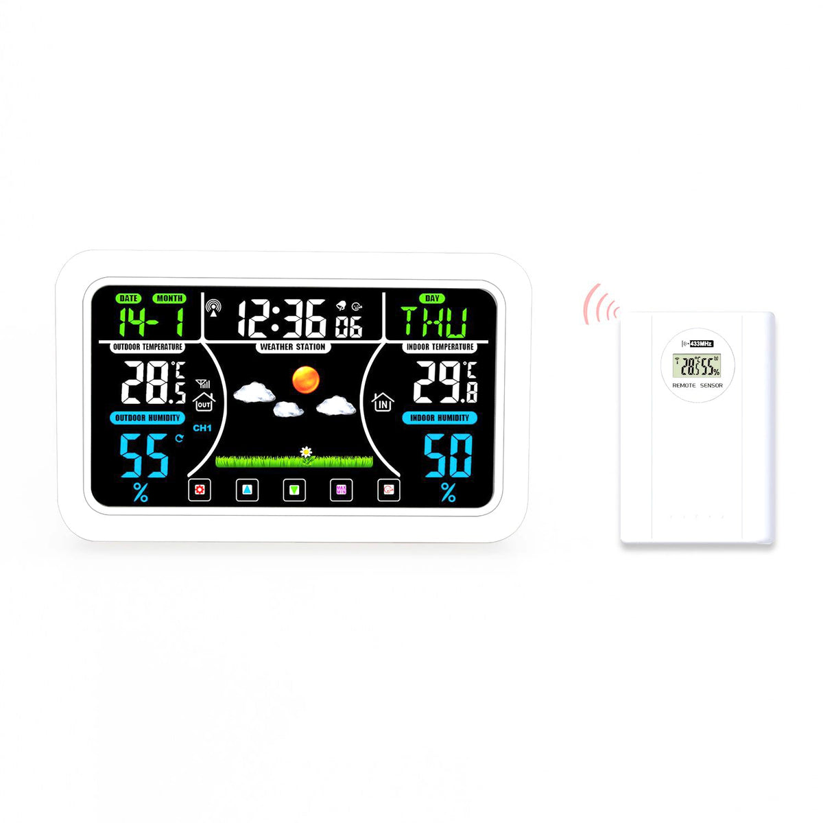 Wireless Weather Station Clock With Vivid Color Screen