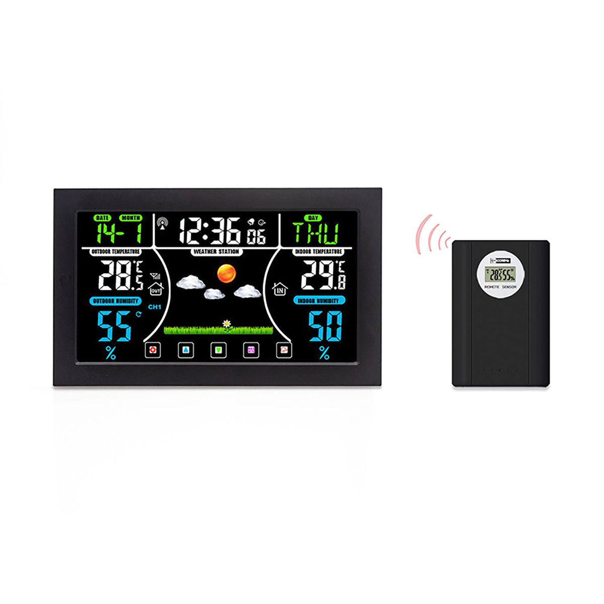 Wireless Weather Station Clock With Vivid Color Screen