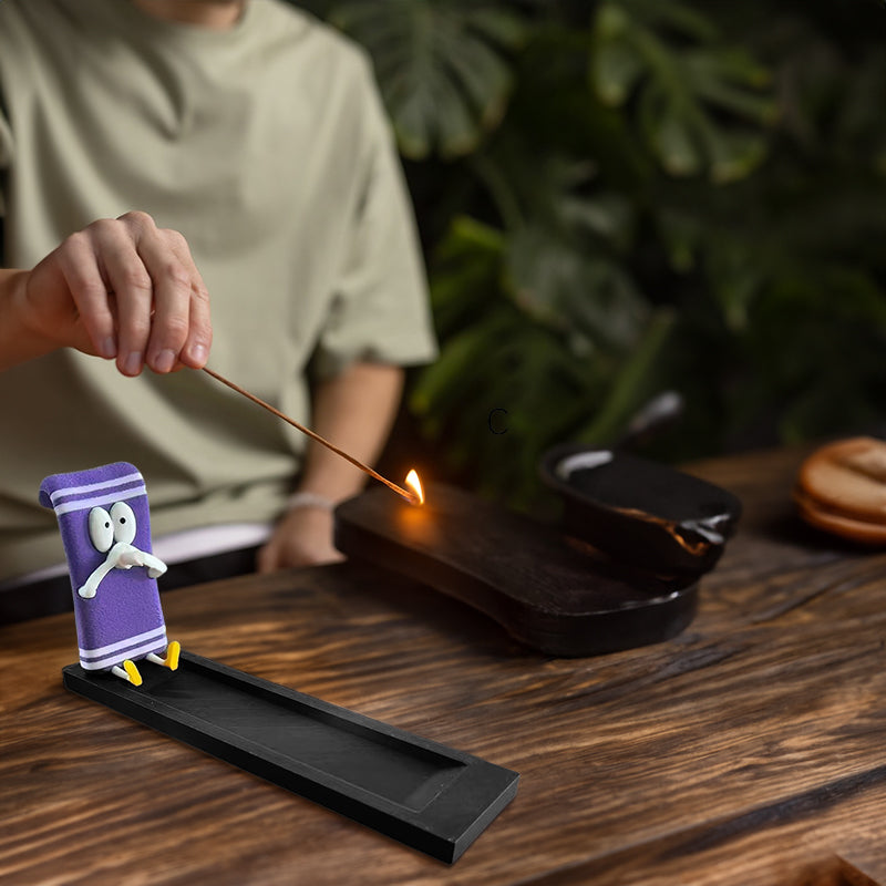 Incense Stick Holder With Handmade Ash-Catching Tray