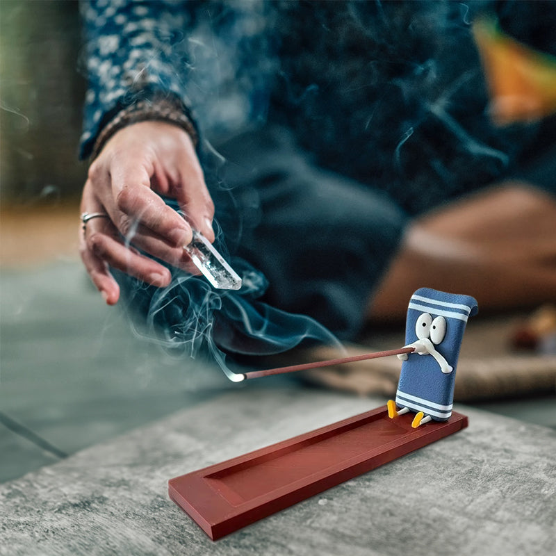Incense Stick Holder With Handmade Ash-Catching Tray