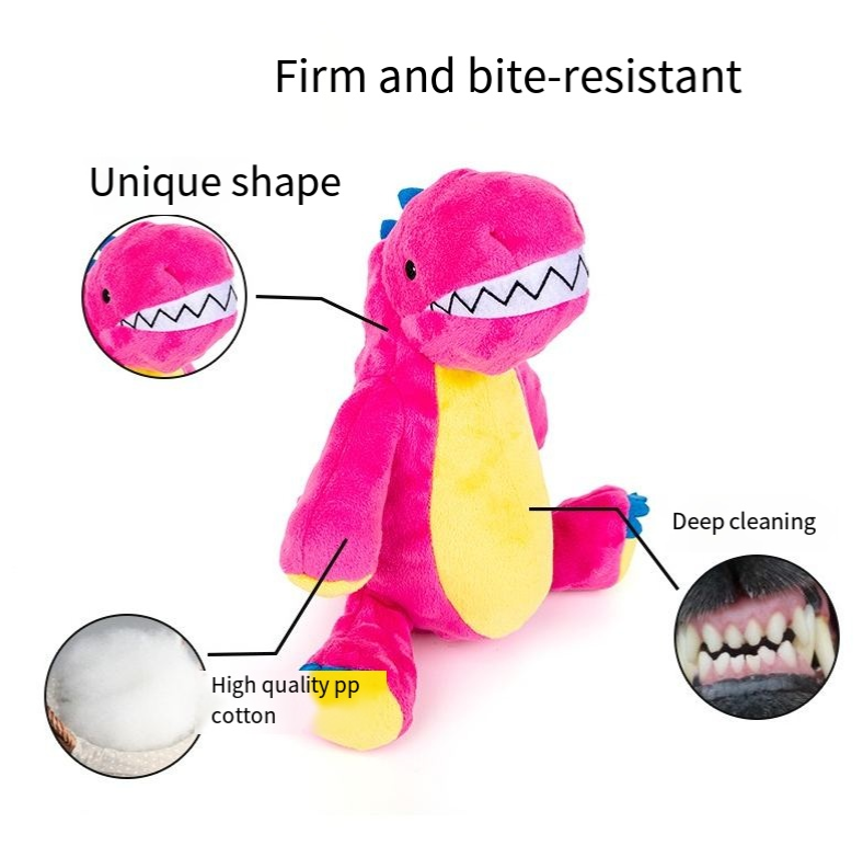 Interactive Dog Toy: Squeaky Dinosaur for Dental Play