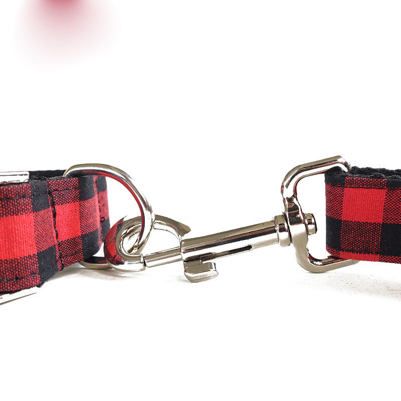 Matching Plaid Dog Collar and Leash Set for Walks