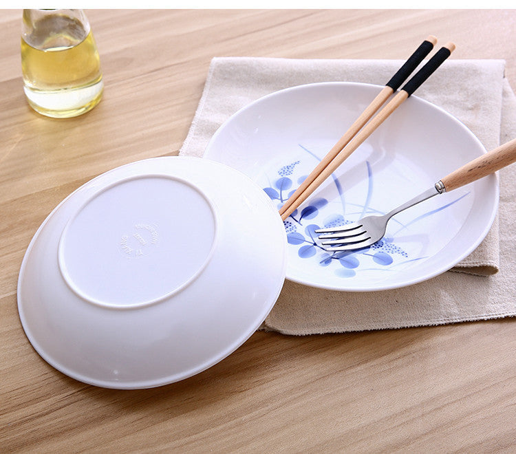 Traditional Dinner Plates Set with Wheat & Blue Decor
